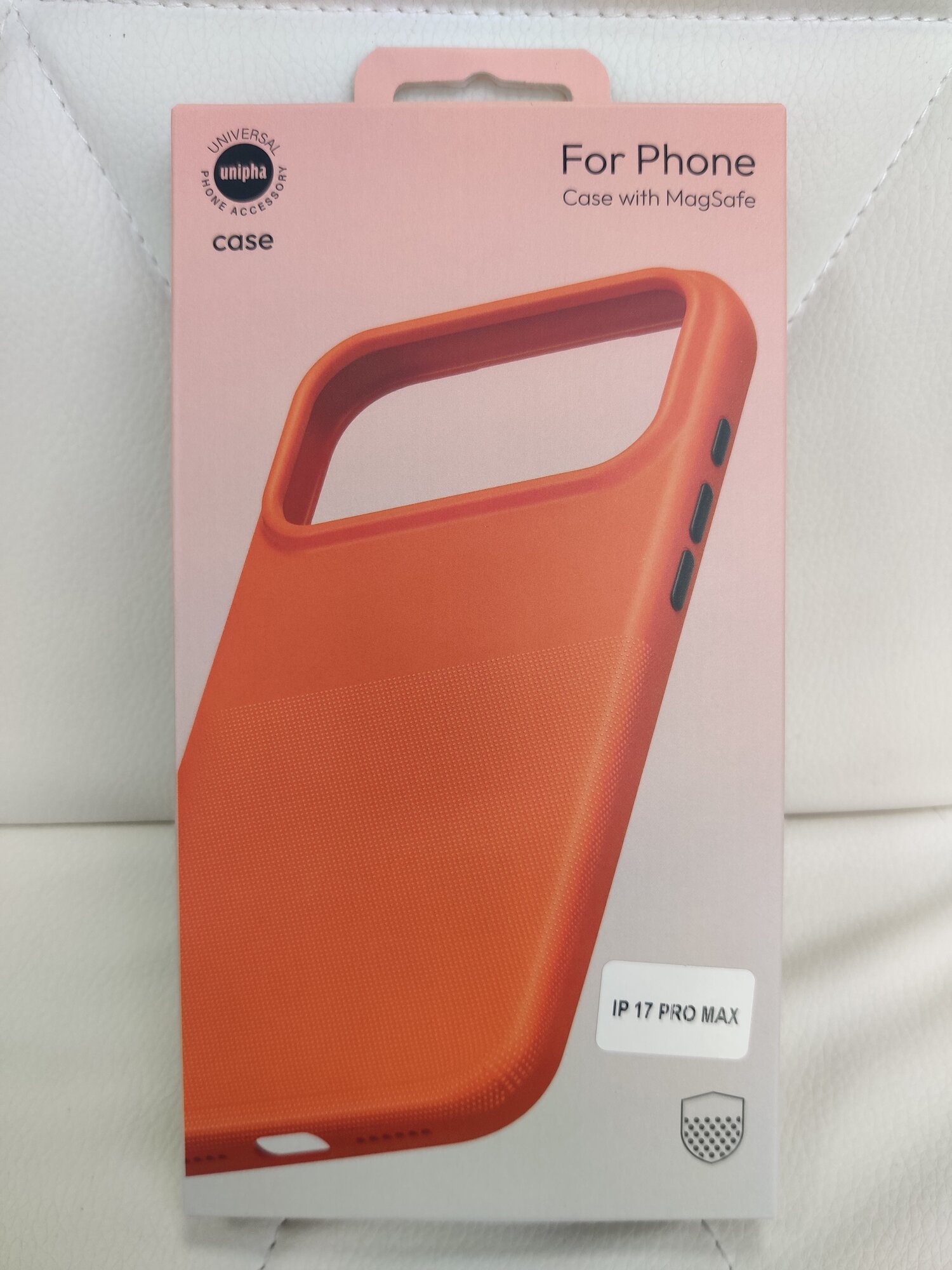 Чехол-накладка для iP 18Pro Max/ 17Pro Max Unipha с кольцом MagSafe TPU оранжевый