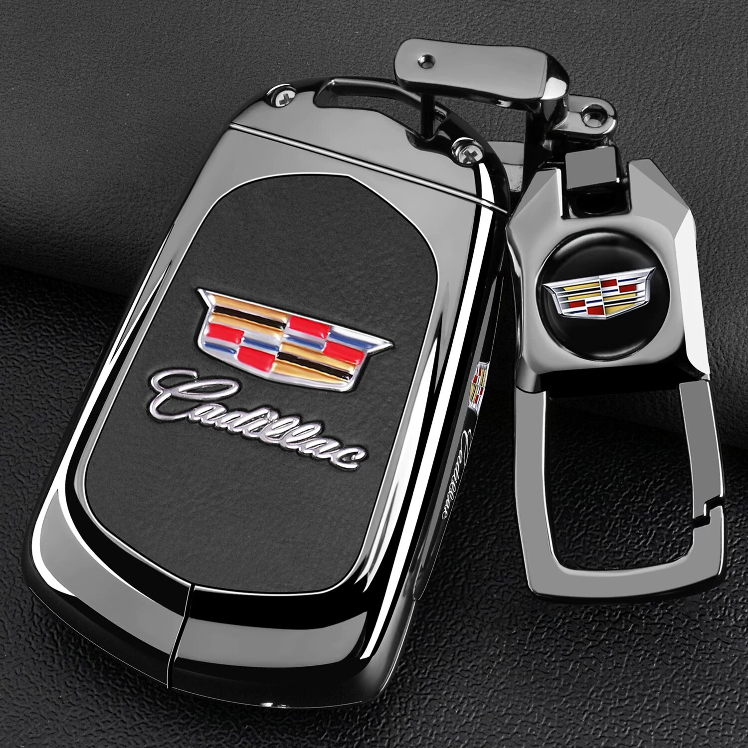 Премиум-качество Cadillac Shield 5-ключевой Квадратный зажим Черный чехол для ключа для роскошных автомобилей