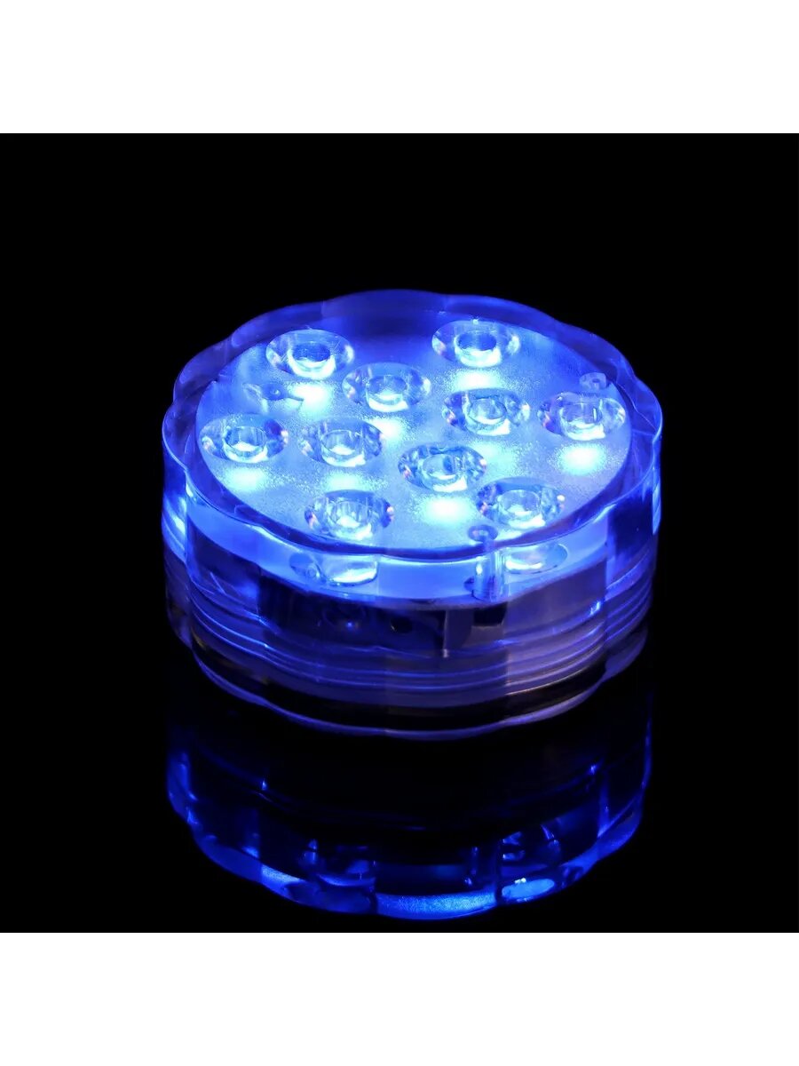 Светильник подводный с ПДУ, 10 LED, 3 Вт, IP68, RGB, 3-AAA