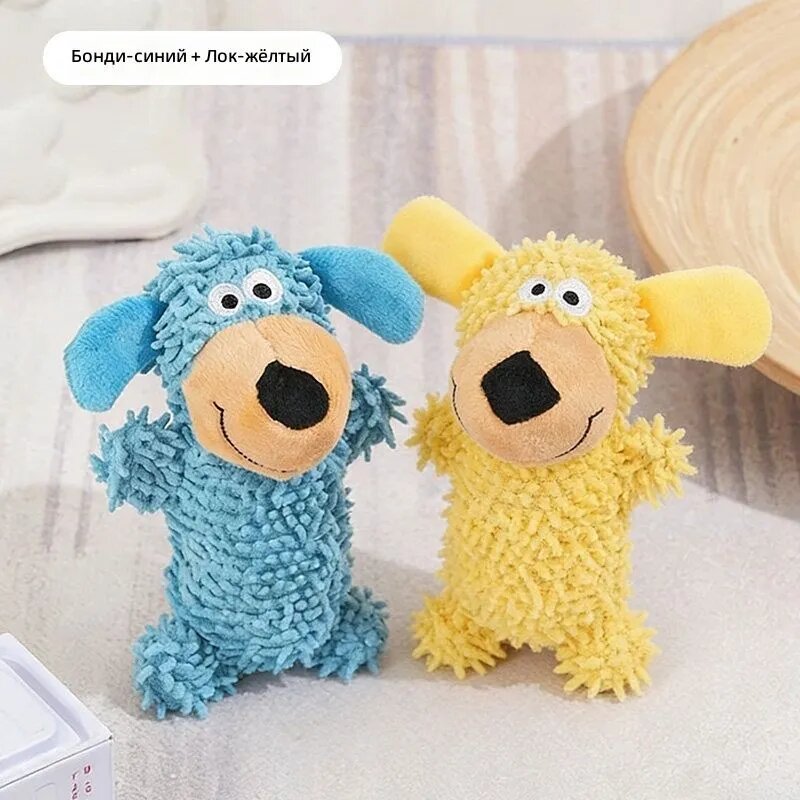 Игрушка для собак из флиса и тряпки с пищалкой, синяя и желтая, 2 шт.