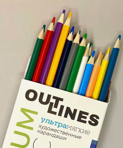 Изображение товара Набор цветных карандашей OUTLINES Premium Classic 24 штуки, ультрамягкие художественные (088PC)