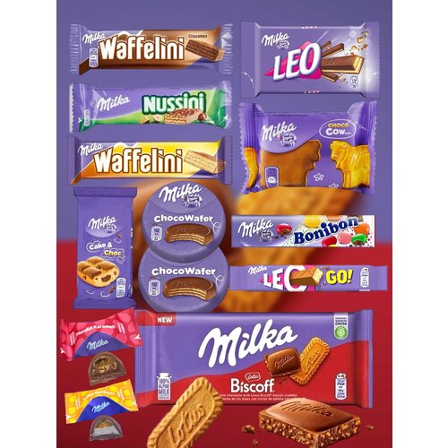 фото Подарочный набор сладостей милка, шоколад печенье вафли ассорти milka