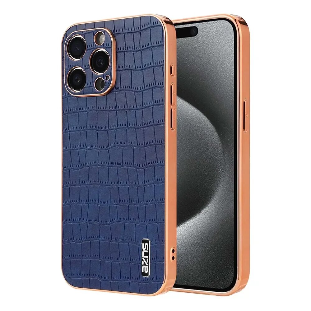 Чехол синий крокодил для iPhone 14 Pro Max