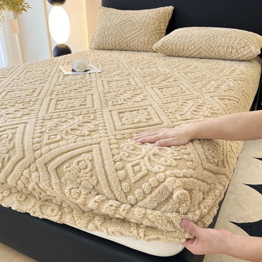 Теплый наматрасник из полиэстера 90x200cm only sheet, Rice Camel