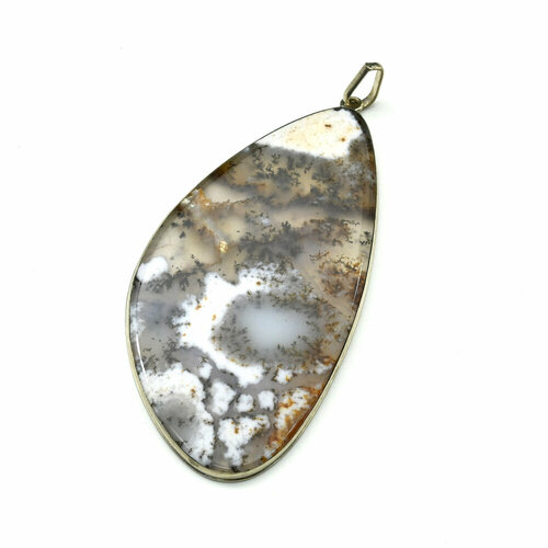 фото Подвеска, топаз, черный кулон с агатом моховым "грация" 38*73мм.