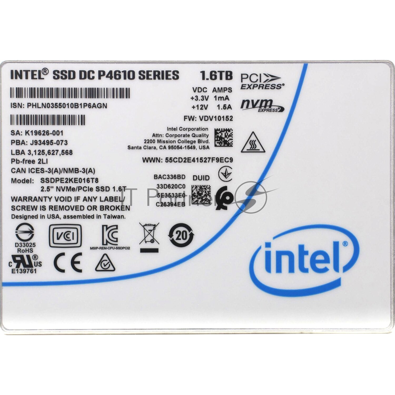 SSD накопитель INTEL DC P4610 1.6ТБ, 2.5", PCI-E x4, NVMe, U.2 SFF-8639 - фото №12