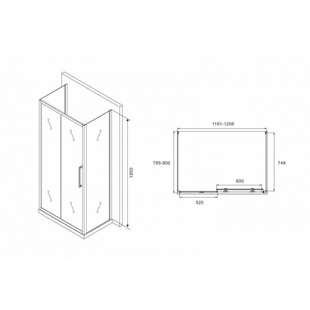 Душевой уголок Abber Schwarzer Diamant AG30120H-S80-S80, профиль хром, стекло прозрачное 120x80x195 - фотография № 9