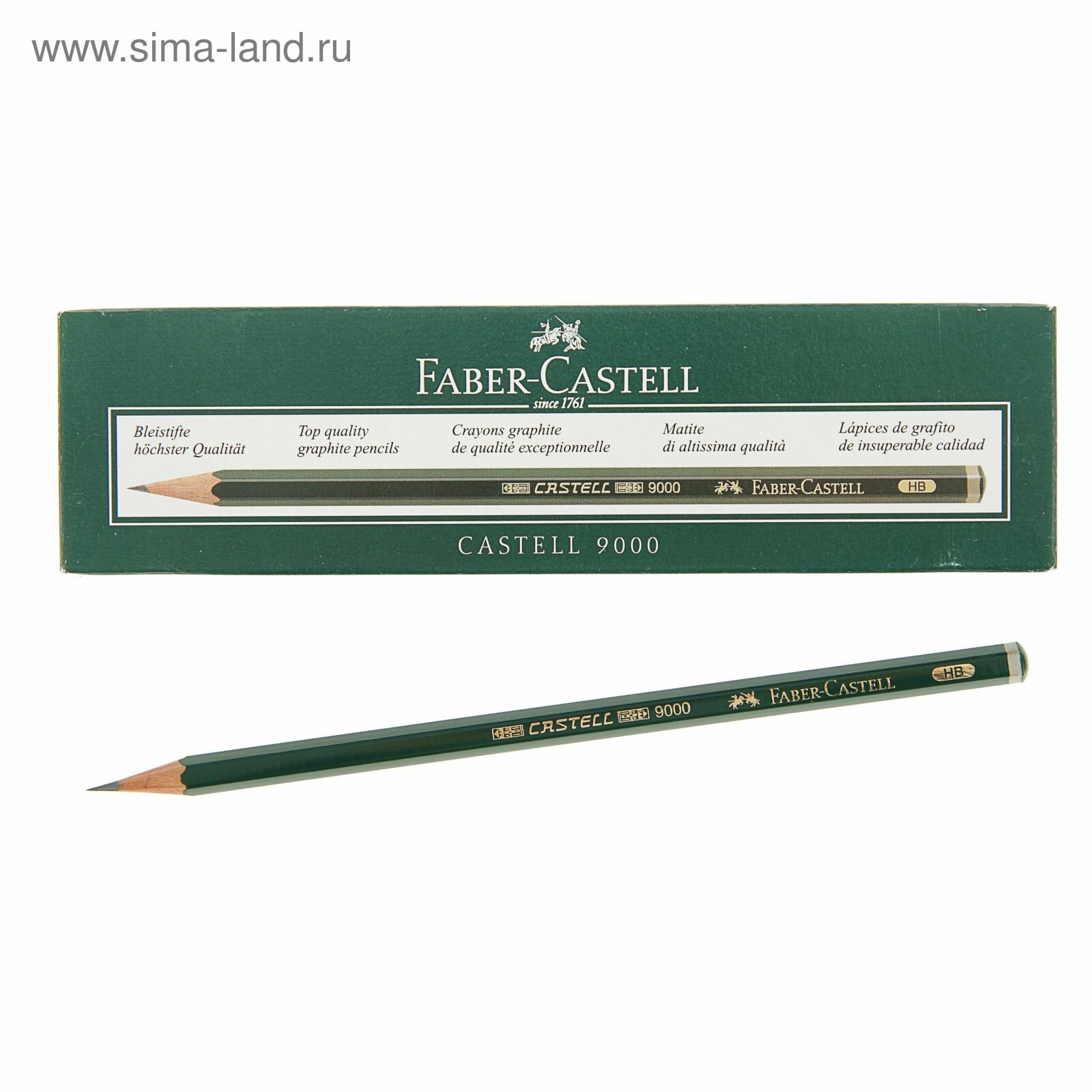 Карандаш художественный чёрнографитный Faber-Castel CASTELL® 9000 профессиональные HB зелёный