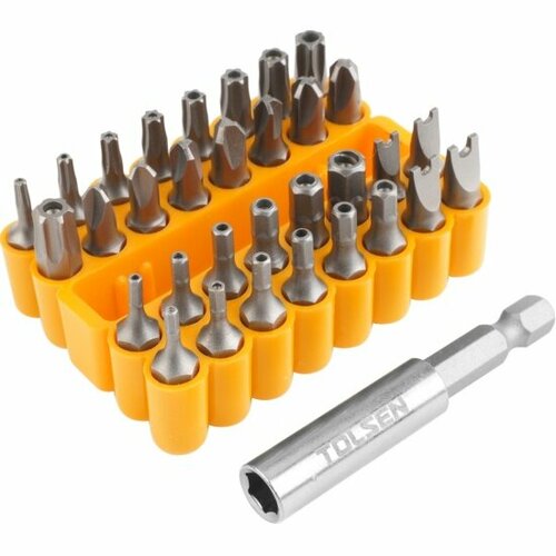 фото Набор вставок (бит) 1/4", security hex, torxtr, spaner, torg-set, tri-wing, 33 предмета tolsen tt20369