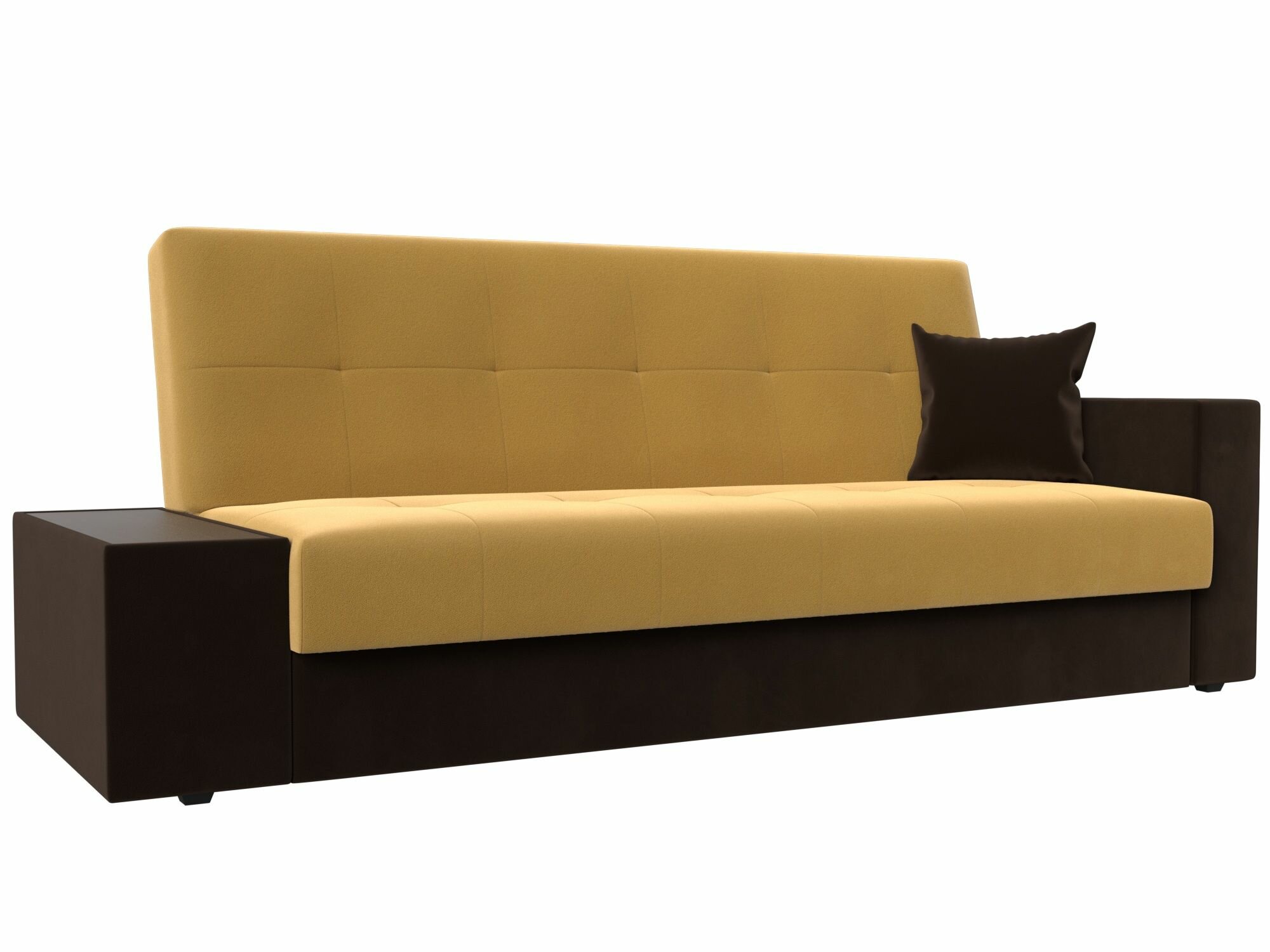 фото Диван-книжка Лига Диванов Лига-020 стол слева Желтый/Коричневый/Коричневый (микровельвет)