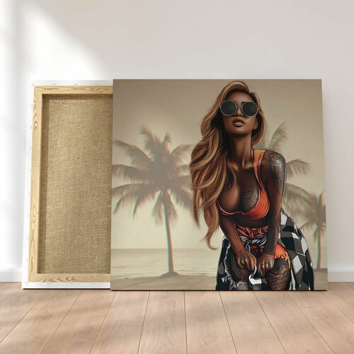 Интерьерная картина на натуральном холсте - GTA girl, 70 х 70 см.