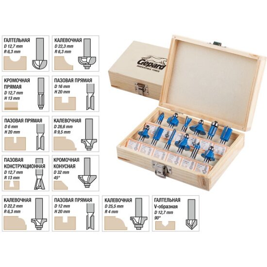 Набор фрез Gepard 8мм 12шт. (GP2300-08)