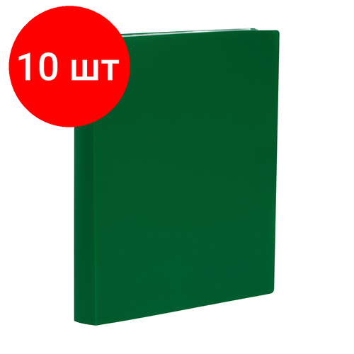Комплект 10 шт, Папка со 100 вкладышами СТАММ А4, 30мм, 600мкм, пластик, зеленая