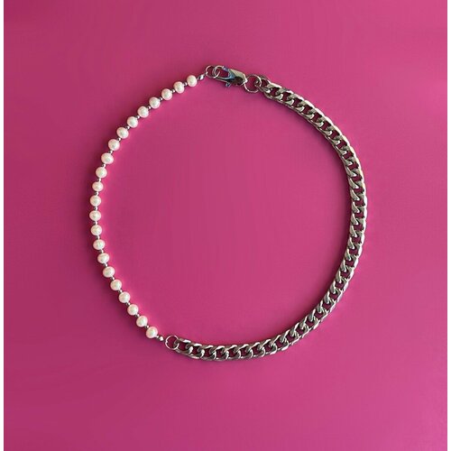 Колье BUSA, длина 40 см, белый, серебряный