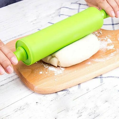 Скалка скалка силиконовая для теста с крутящимися ручками большая 619₽