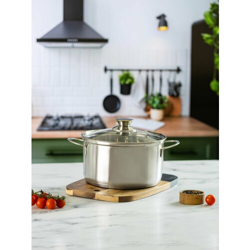 Кастрюля GASTRORAG PE20-11.5WH из нержавеющей стали с крышкой для индукции, 3.4 л серебристый