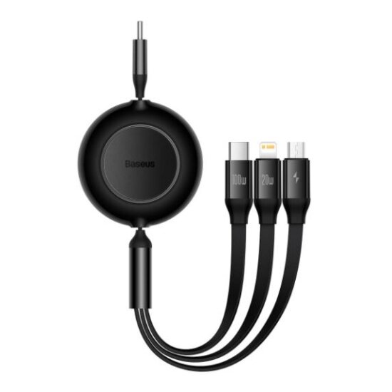 Кабель Baseus USB-C-C+A+Lightning, MFI BM, 100 W, 1.1 м, черный