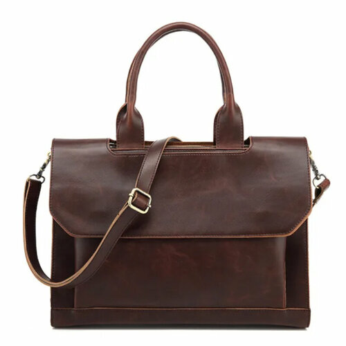 фото Портфель, фактура тиснение, коричневый guangzhou top quality leather products
