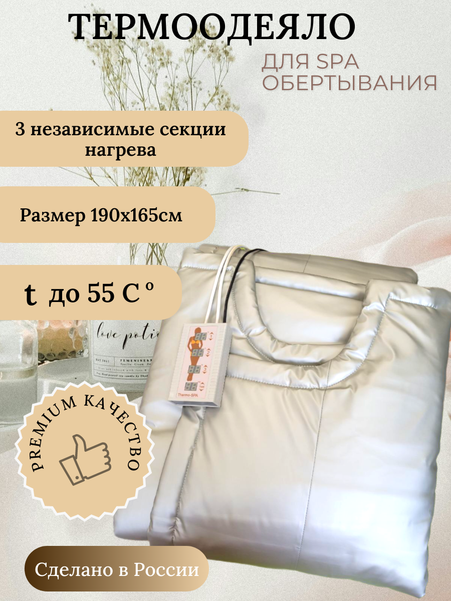 TERLION Термоодеяло для обертывания трехсекционное (экокожа цвет: серебро)