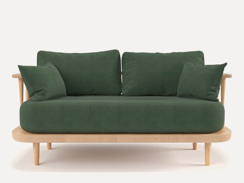Изображение товара Диван садовый Soft Element Ламе-С Olive, двухместный, велюр, c подлокотники, с подушками, на террасу, на веранду
