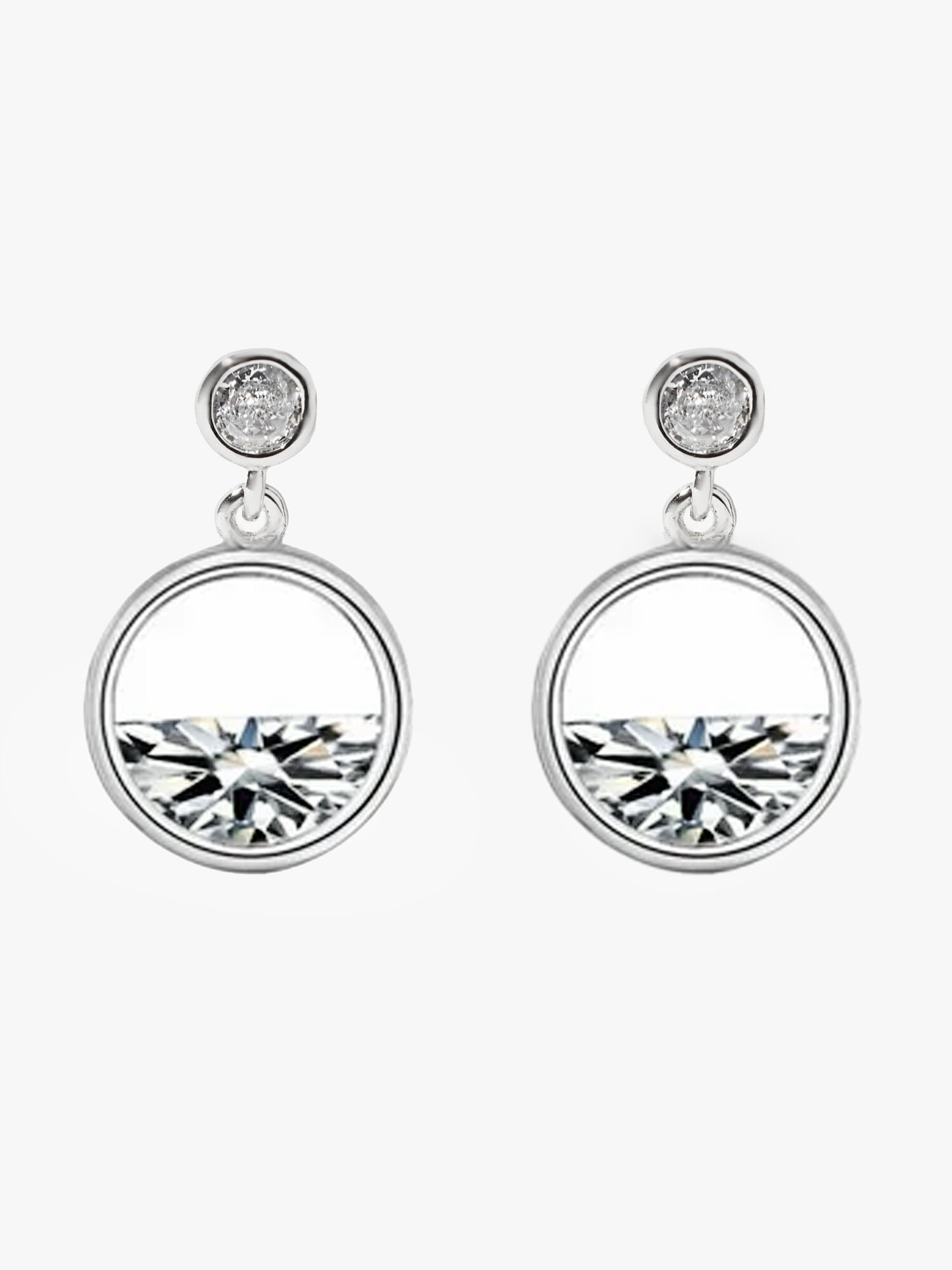 Серьги с подвесками Shine & Beauty, кристаллы Swarovski, размер 15 мм, серебряный