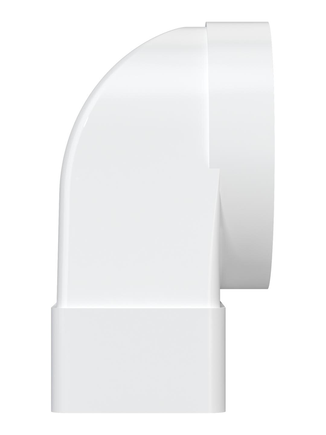 Переходник Era 612СК10ФП, D100 мм, 90°, 60х120 мм, пластик, круглый/прямоугольный, белый — фото 1