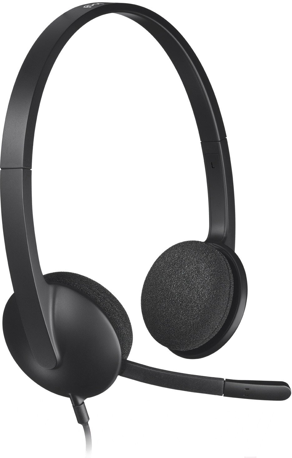 Logitech Гарнитура H340 Headset, накладные, микрофон поворотный двунаправленный, USB, 1.8 м, чёрный