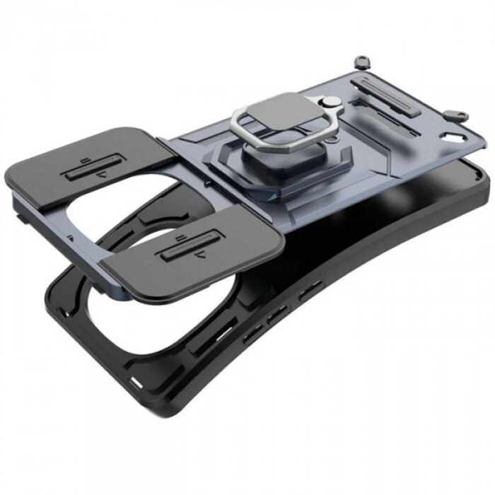 Transformer Ring Holder Противоударный чехол с кольцом и шторкой камеры для Xiaomi Redmi Note 14 Pro 5G / Poco X7 5G — фото 1