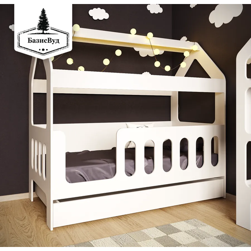 Кровать-домик, Кровать детская с бортиком под матрас 160х80, БазисВуд 
