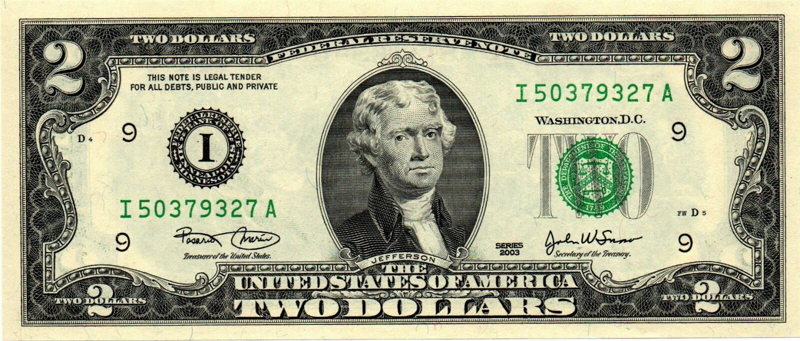 2 доллара 2003 год США 50379327 Н