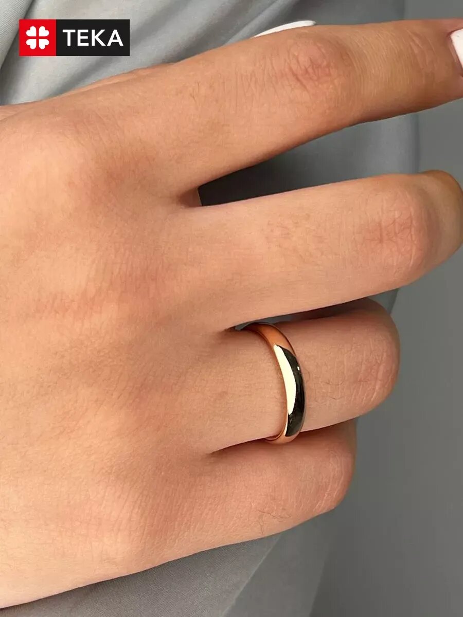 Кольцо обручальное TEKA, размер 18, ширина 3.5 мм, золотой — фото 1