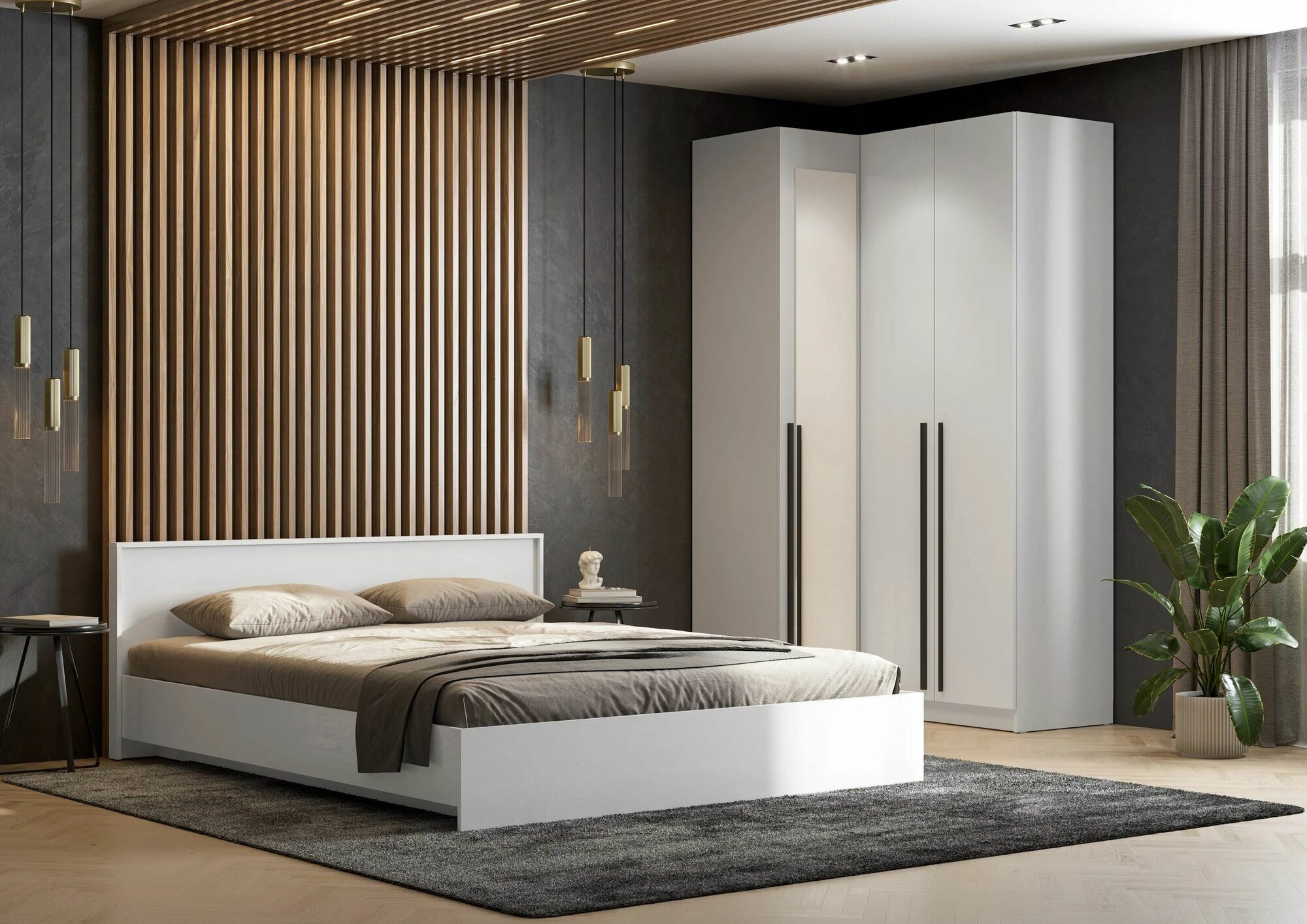 Спальня Берген с кроватью КР-160 белое дерево (Интерьер-Центр)