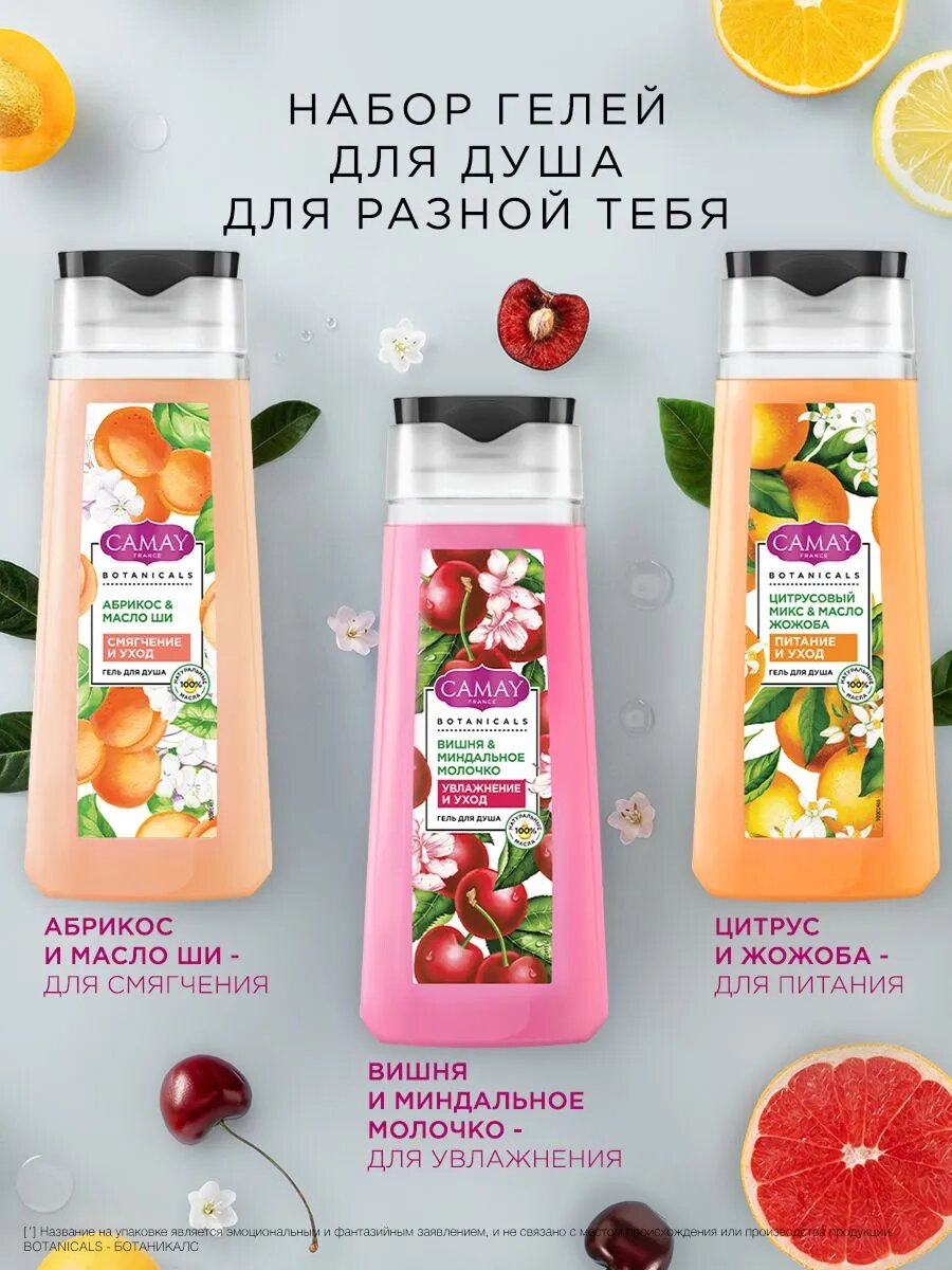 Подарочный набор Botanicals: гель для душа женский, 250+250+250 мл, 3шт — фото 1