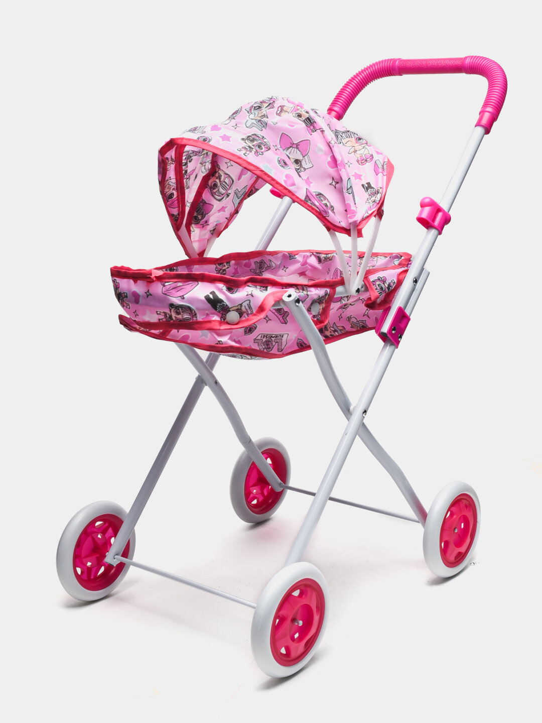 Кукольная коляска для девочек, игрушечная, сумка, корзина, металлический каркас — фото 1