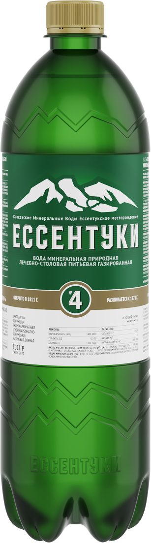 Минеральная вода «Ессентуки №4» 1 л/ вода минеральная природная лечебно-столовая питьевая газированная 1 шт.