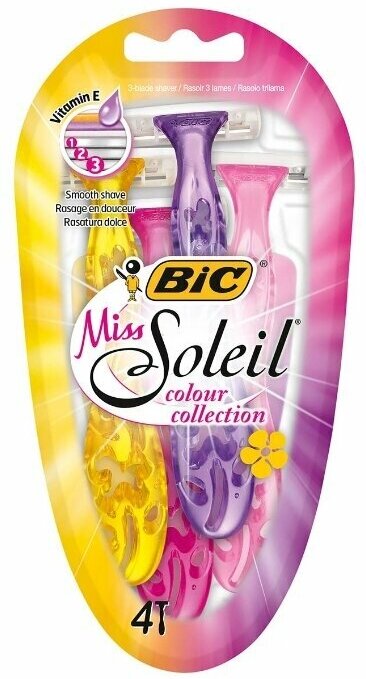 Бритвенный станок Bic Miss Soleil Colour Collection женский 3 лезвия, 4 шт