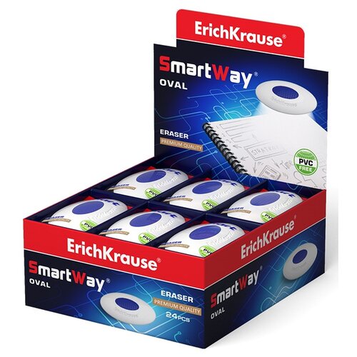 Ластик ErichKrause Smart&Soft с центровкой, эллипсоид, средней жесткости, из гипоаллергенного материала термопластичной резины (TPR) с пониженным образованием крошек (Dust free)