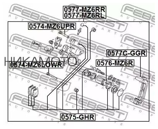 FEBEST 0577C-GGR Скоба суппорта MAZDA 6 02-13 зад.