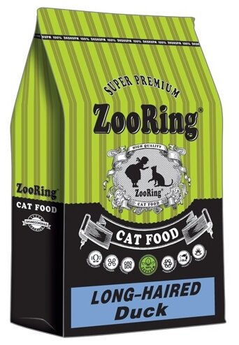 ZOORING LONG-HAIRED CATS DUCK Сухой корм для длинношерстных котов и кошек всех пород Утка, 350 гр - фотография № 2