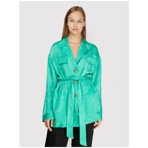 Пиджак Pinko, силуэт прямой, с поясом, размер 44, зеленый
