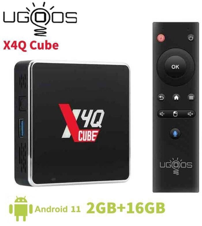 ТВ-приставка Ugoos X4Q cube 2/16 Gb Amlogic S905X4, медиаплеер с пультом ДУ черный