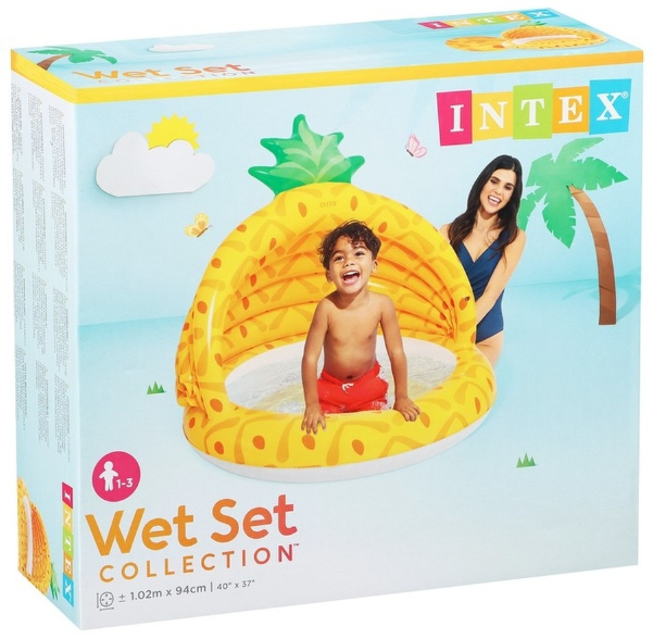 Детский бассейн Intex/надувной бассейн в виде ананаса/бассейн с навесом для детей 1-3 лет/оранжевый - фотография № 3
