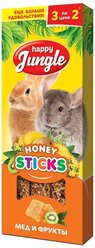 Лакомство для кроликов, грызунов Happy Jungle Honey sticks Мед и фрукты