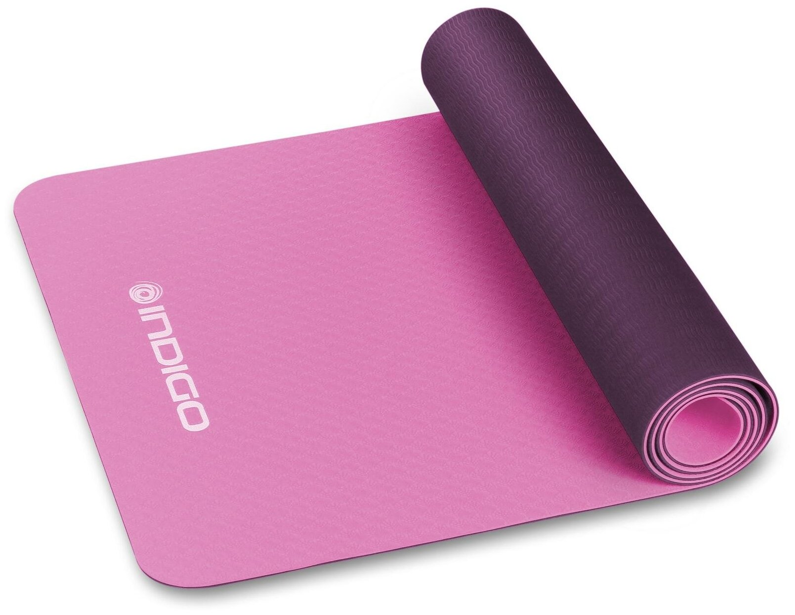 Коврик для йоги и фитнеса IN106 INDIGO TPE двустронний Розово-фиолетовый 173*61*0,5 см