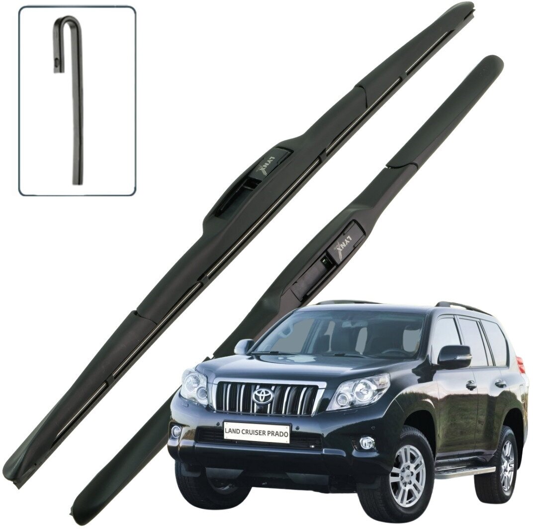 Дворники Toyota Land Cruiser Prado (4) J150 Тойота Ленд Крузер Прадо 150 2009 2010 2011 2012 2013 Щетки стеклоочистителя гибридные 650мм-500мм к-т 2шт