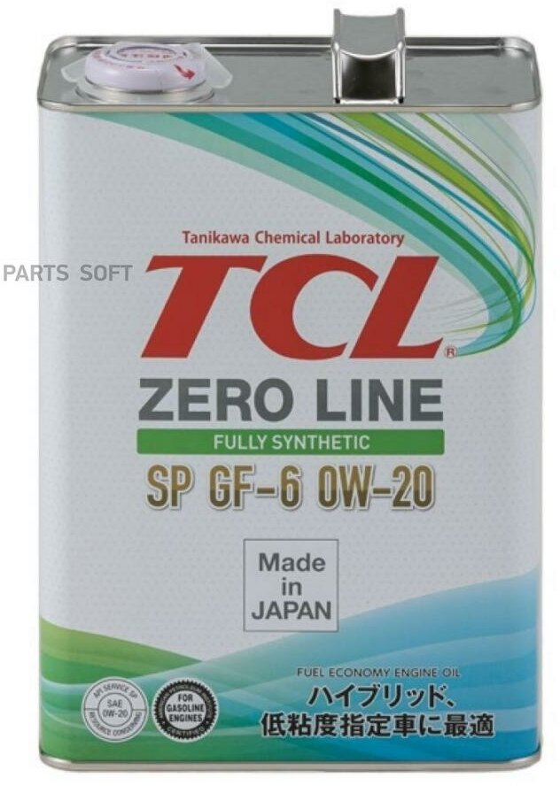 TCL Масло Моторное Tcl Zero Line Fully Synth, Fuel Economy, Sp, Gf-6, 0W20, 4Л