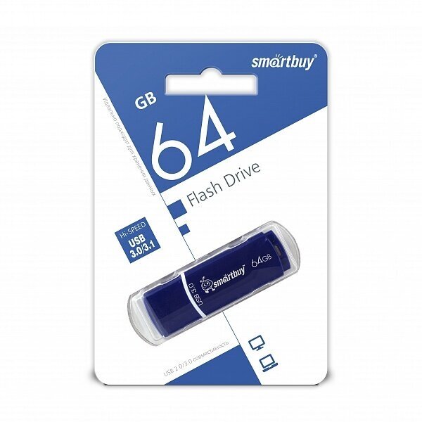 Флеш-накопитель SmartBuy 64Гб USB 3.0 Crown Blue (SB64GBCRW-BL)