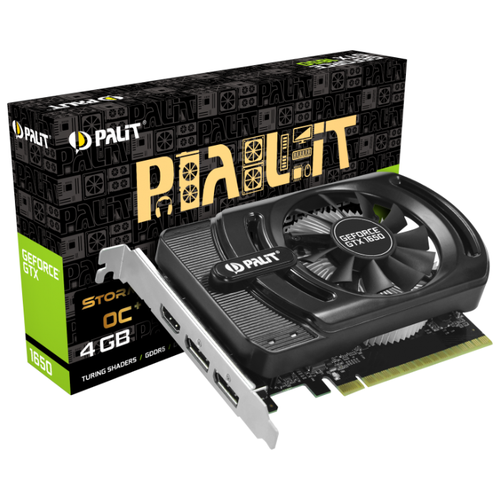 фото Видеокарта palit geforce gtx 1650 1485mhz pci-e 3.0 4096mb 8000mhz 128 bit 2xdisplayport hdmi hdcp stormx+ oc retail