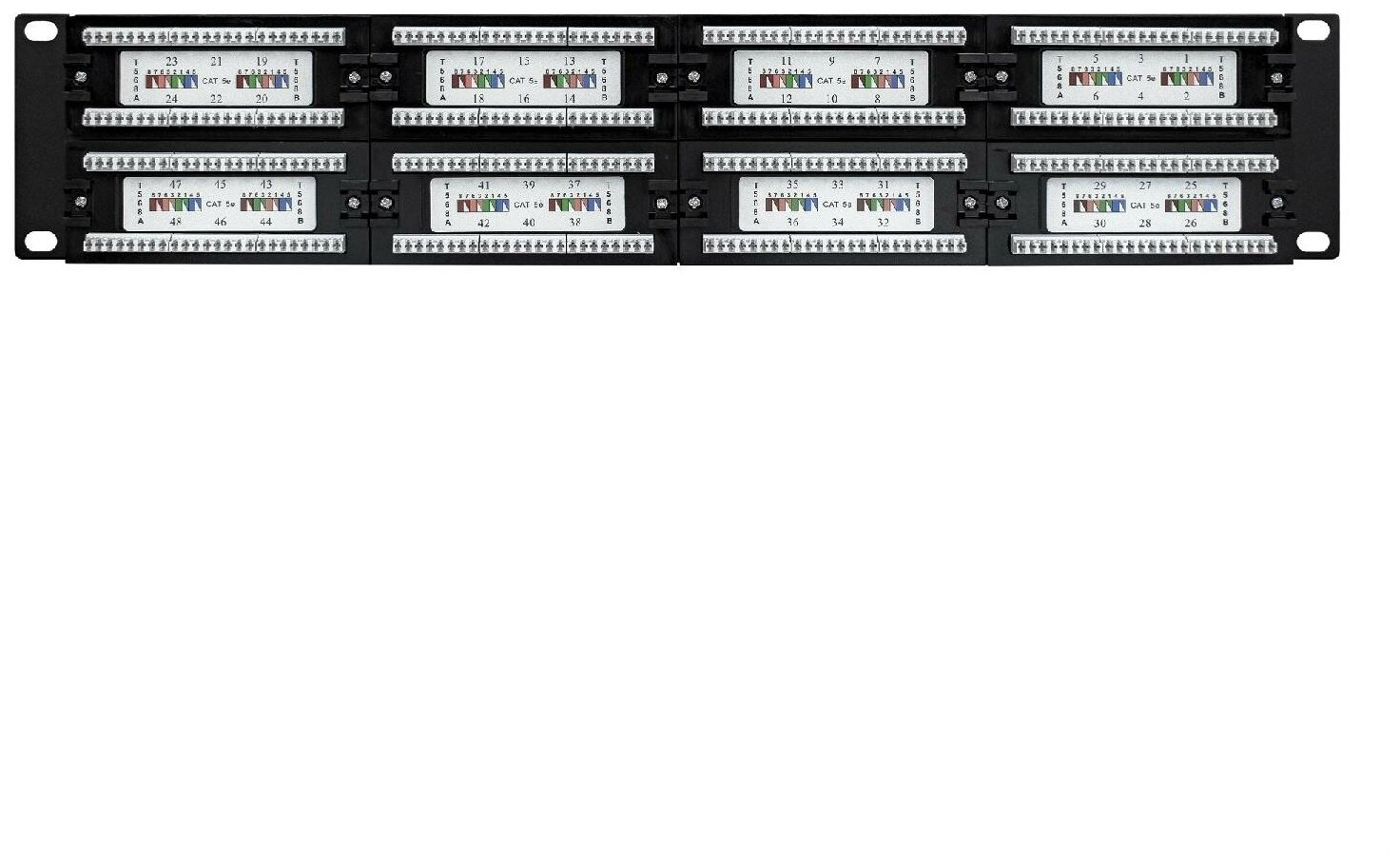 Патч-панель Exegate EX256753RUS (19", UTP, 48 port, cat.5e, KRONE&110(dual IDC), 2U, RoHS, Black, RTL) - фото №3