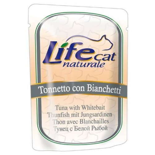 Влажный корм для кошек LifeCat с тунцом, с белой рыбой 70 г (кусочки в желе)